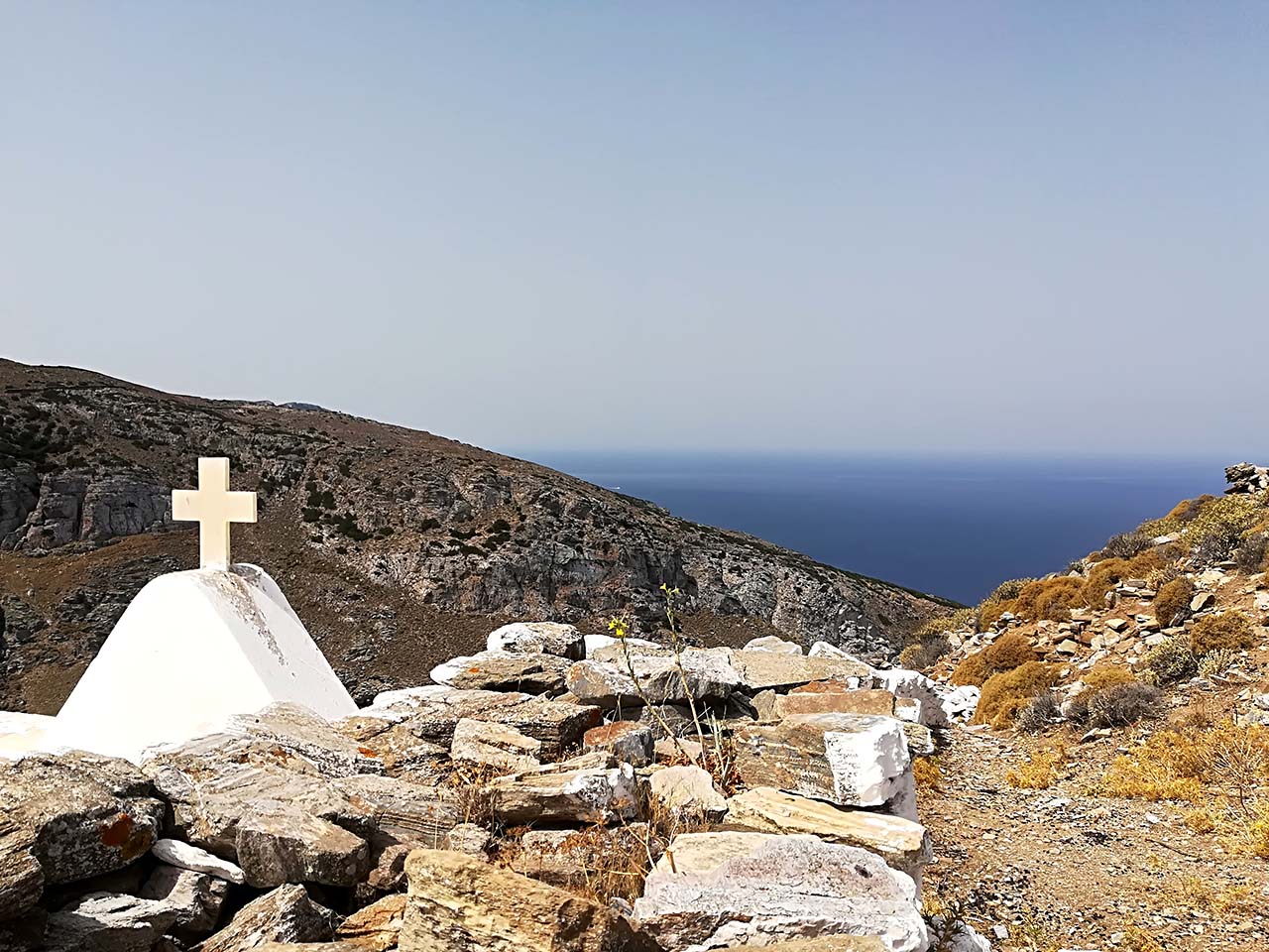 High in the castle of Oria the view of the Aegean is breathtaking
